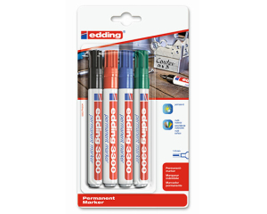 Edding 3300 1-5mm blokpunt 4 kleuren op blister