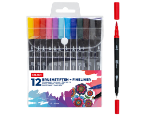 Brushstiften met fineliner 12 stuks ALLROUND