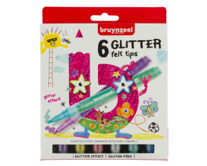 Bruynzeel Kids glitter viltstiften 6 stuks