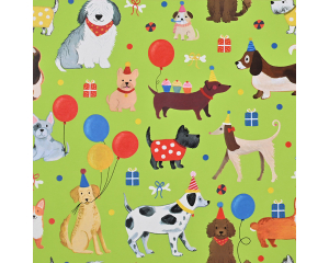 Toonbankrol Feesthonden groen 150mx30cm