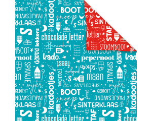 Toonbankrol Sint Tekst Rood 2-zijdig 200mx50cm