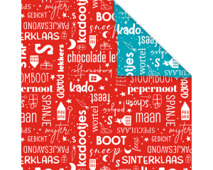 Tb.rol Sint Tekst Rood/Turq 2zijdig 200mx50cm