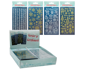 Stickers Kerst Goud-zilver in display