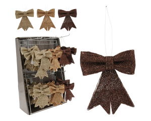 Hangdeco Kerst Strik met glitter 9cm