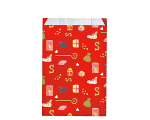 Geschenkzakjes Sint Rood stipjes 12x19cm