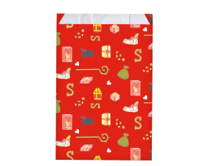 Geschenkzakjes Sint Rood stipjes 25x34cm