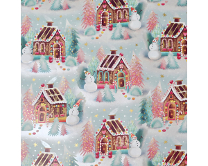 Toonbankrol Kerst Sneeuwpop/huis 150mx50