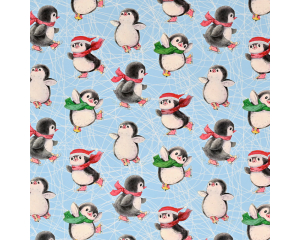 Toonbankrol Kerst Schaatspinguin150mx30