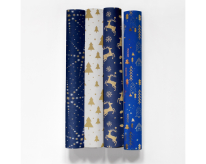 Kerstpapier Midnight Blue X-mas 1,5mx70cm