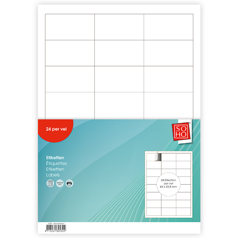 Blanco etiket op vel, 90 x 50 mm